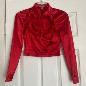 Satin red crop top